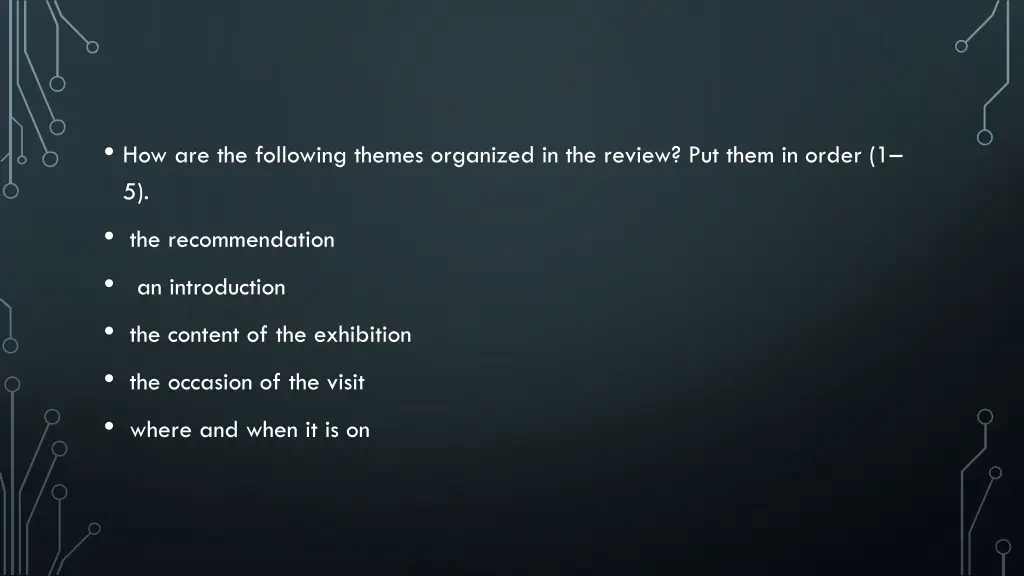 how are the following themes organized