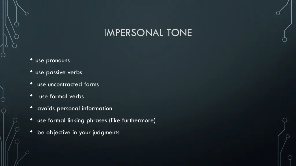 impersonal tone