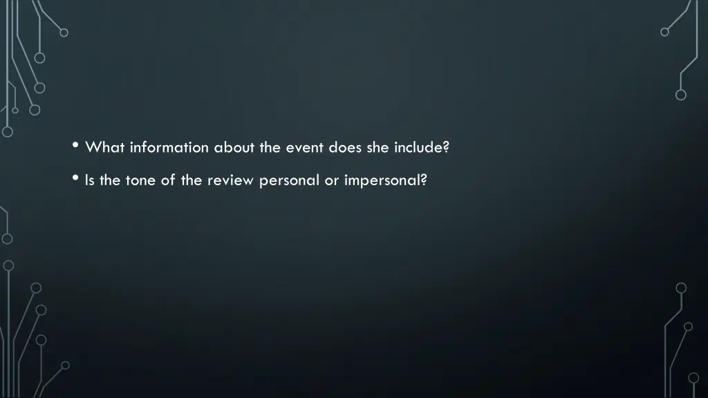 what information about the event does she include