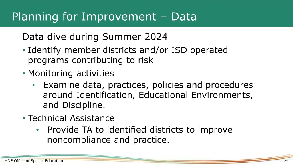 planning for improvement data