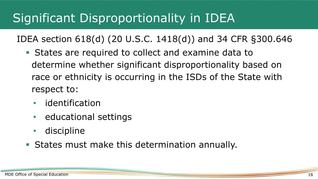significant disproportionality in idea
