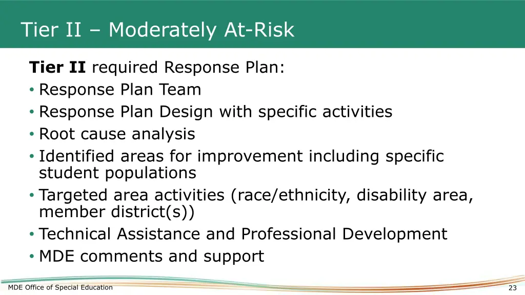 tier ii moderately at risk