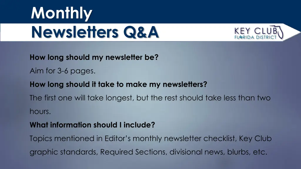 monthly newsletters q a