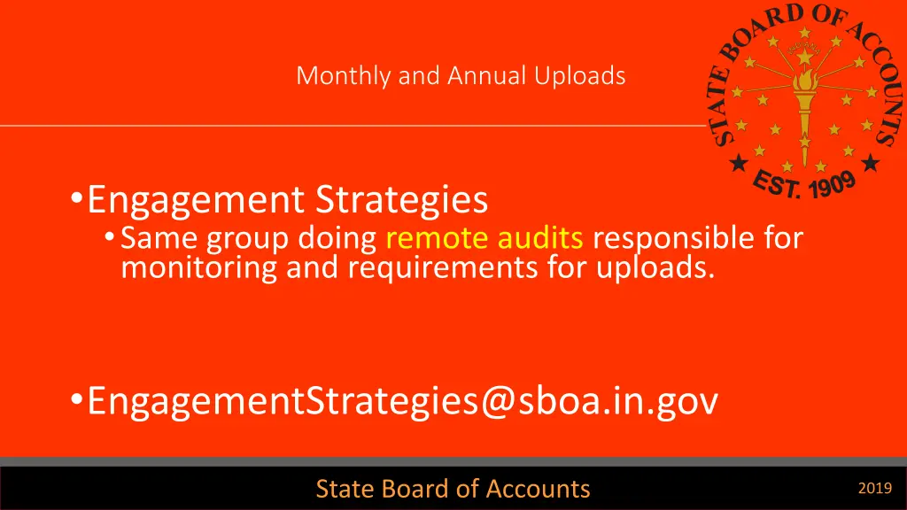 monthly and annual uploads