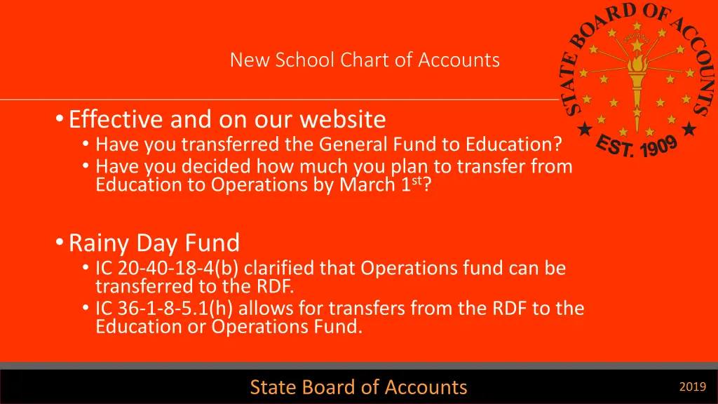 new school chart of accounts