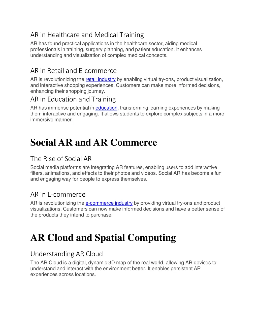 ar in healthcare and medical training