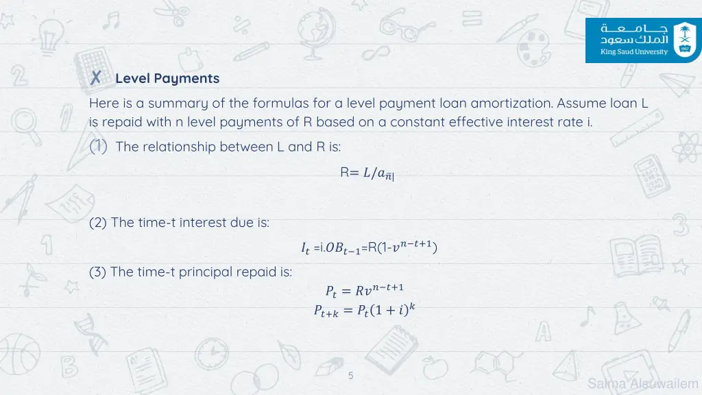 level payments here is a summary of the formulas