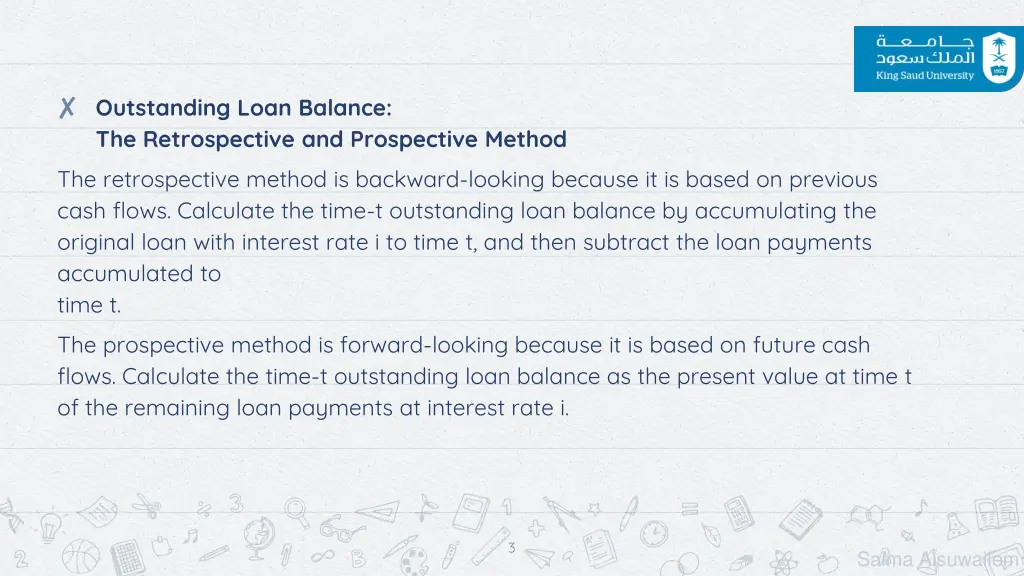 outstanding loan balance the retrospective