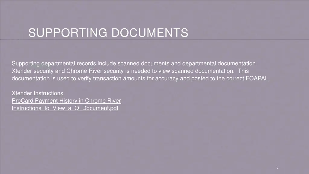 supporting documents