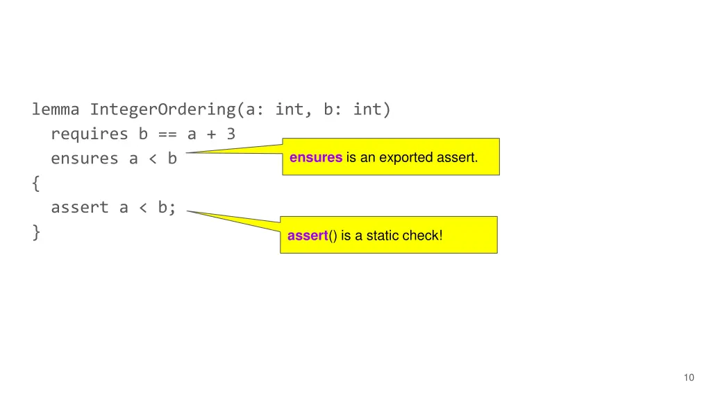 lemma integerordering a int b int requires