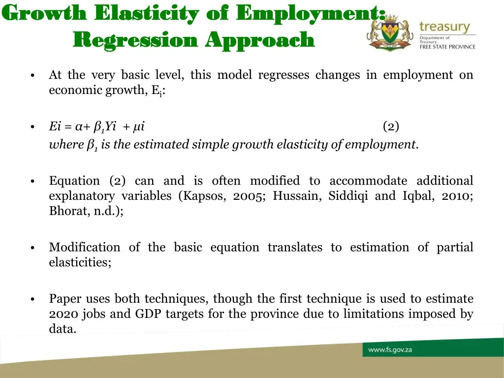 growth elasticity of employment growth elasticity