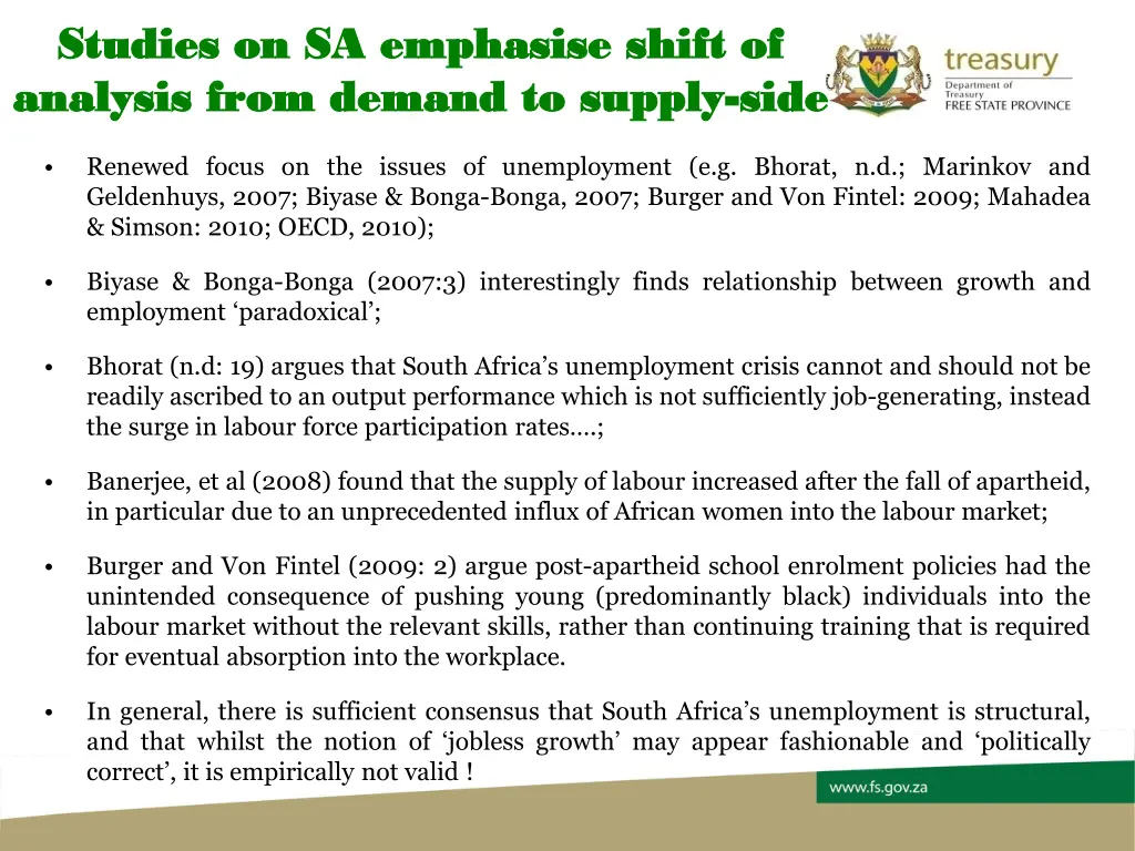 studies on sa emphasise shift of studies