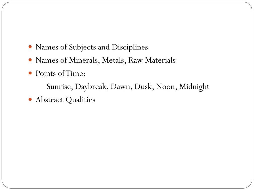 names of subjects and disciplines names
