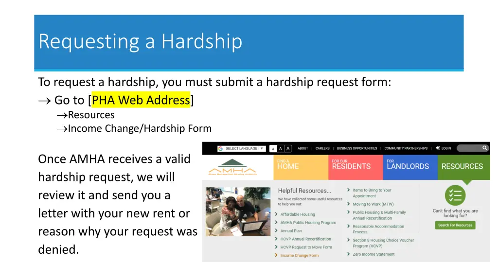 requesting a hardship