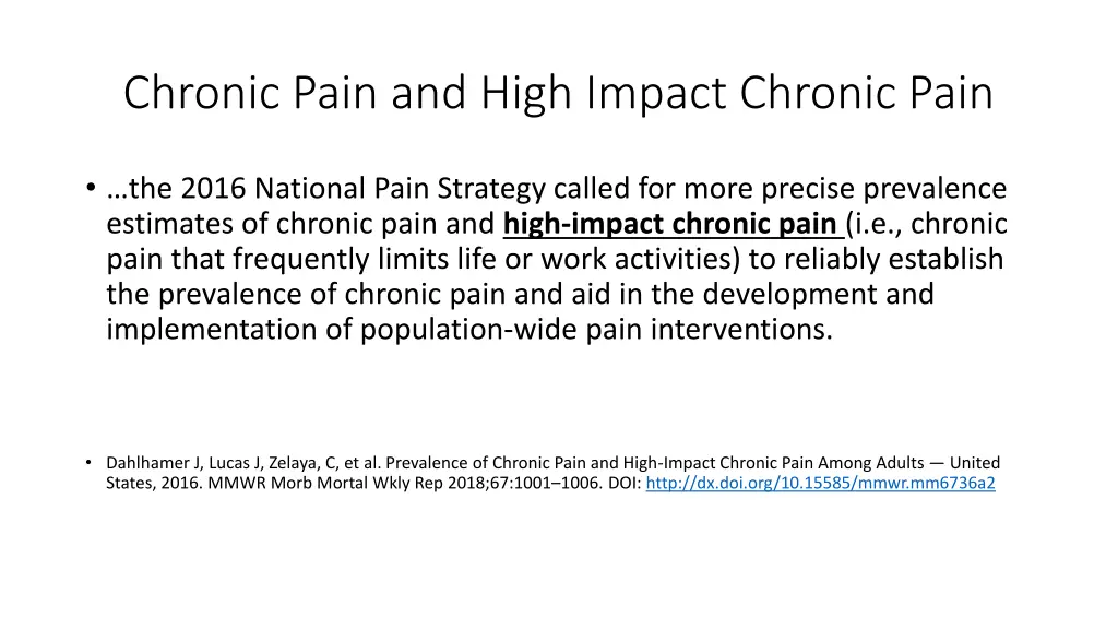 chronic pain and high impact chronic pain