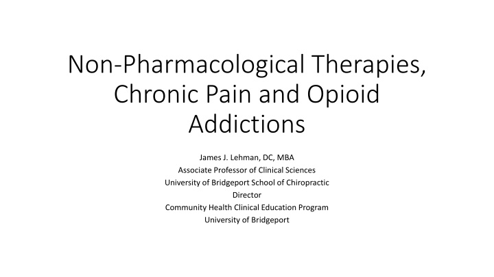 non pharmacological therapies chronic pain