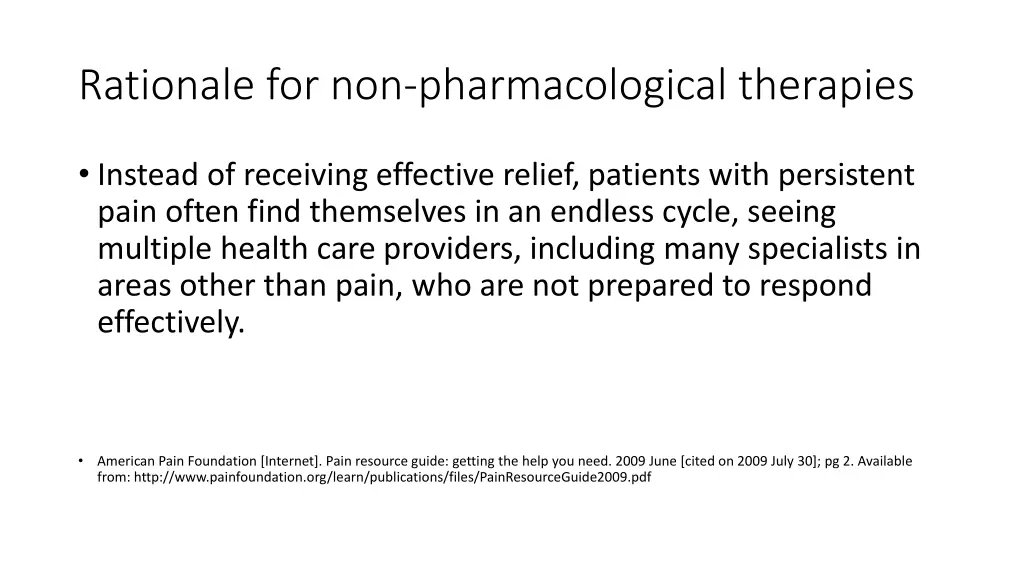 rationale for non pharmacological therapies 1