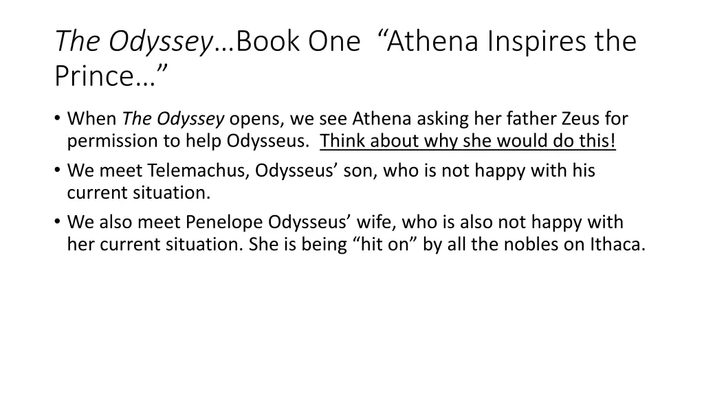 the odyssey book one athena inspires the prince