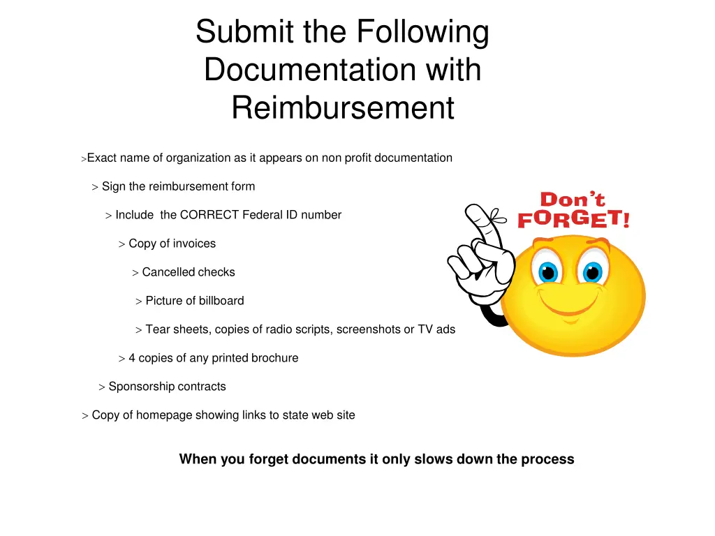 submit the following documentation with
