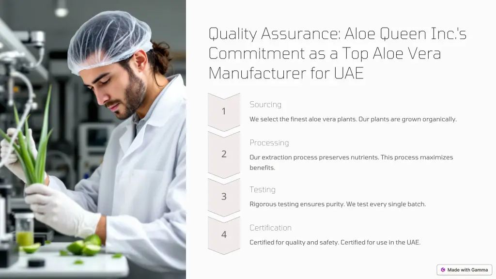 quality assurance aloe queen inc s commitment