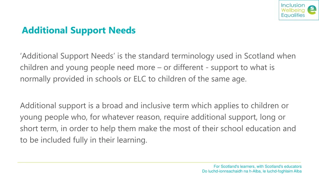additional support needs