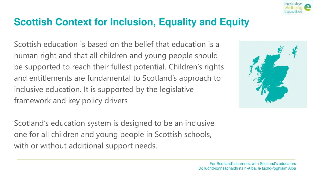 scottish context for inclusion equality and equity