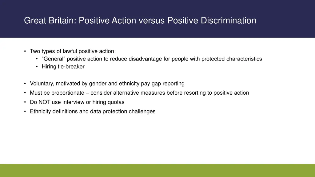 great britain positive action versus positive