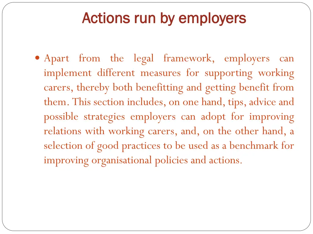 actions run by employers actions run by employers