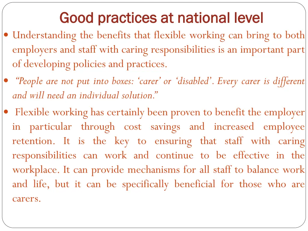 good practices at national level good practices