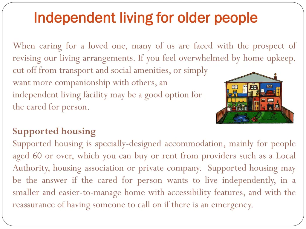 independent living for older people independent