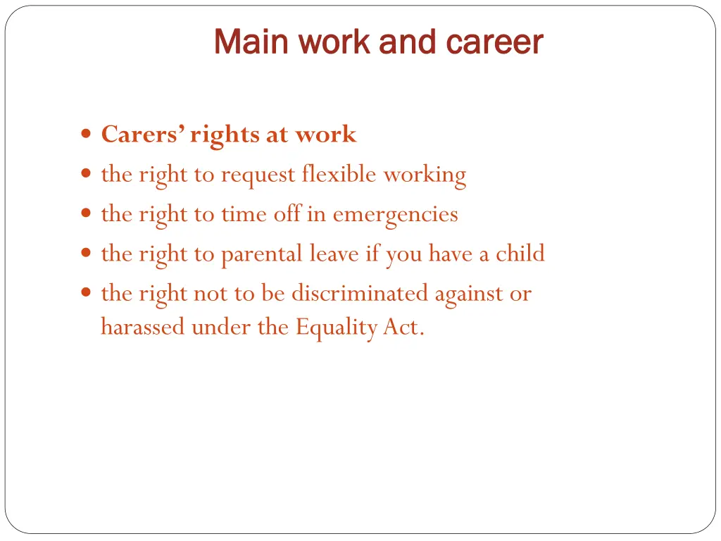 main work and career main work and career