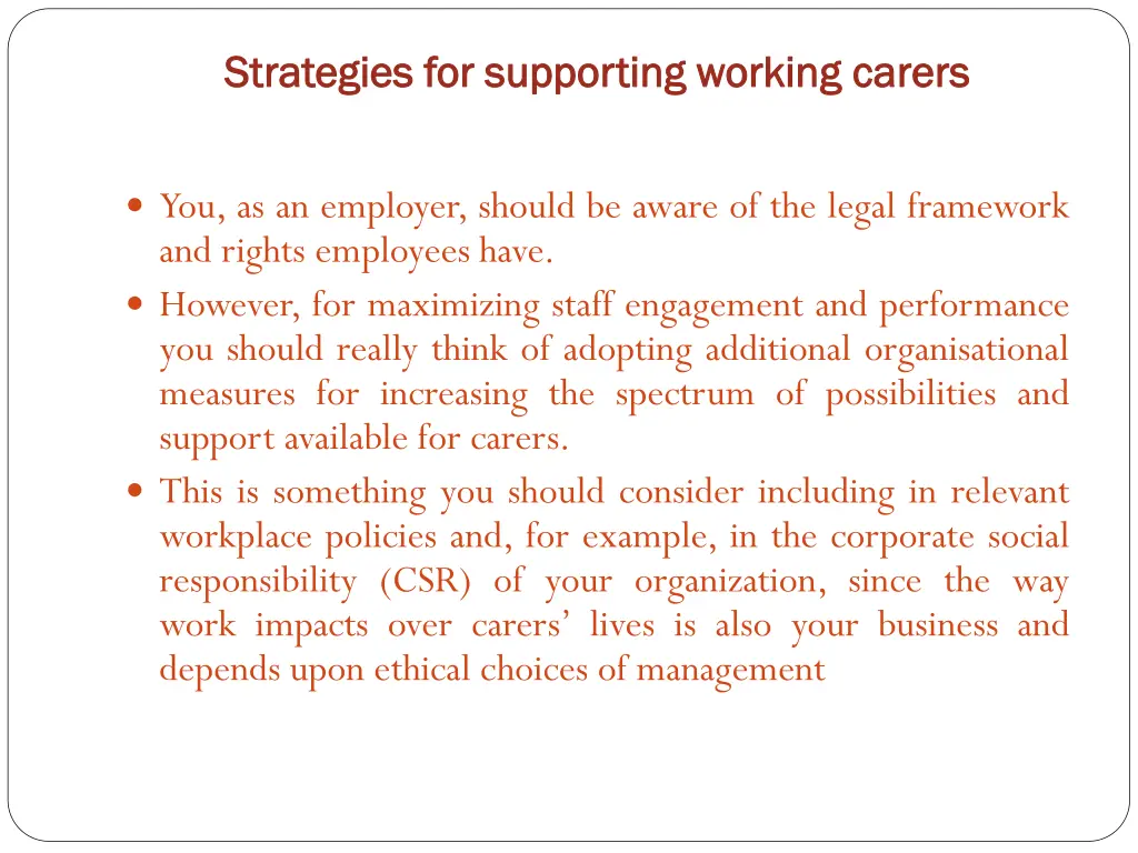 strategies for supporting working strategies