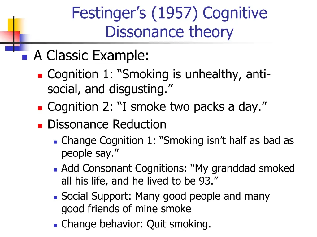 festinger s 1957 cognitive dissonance theory
