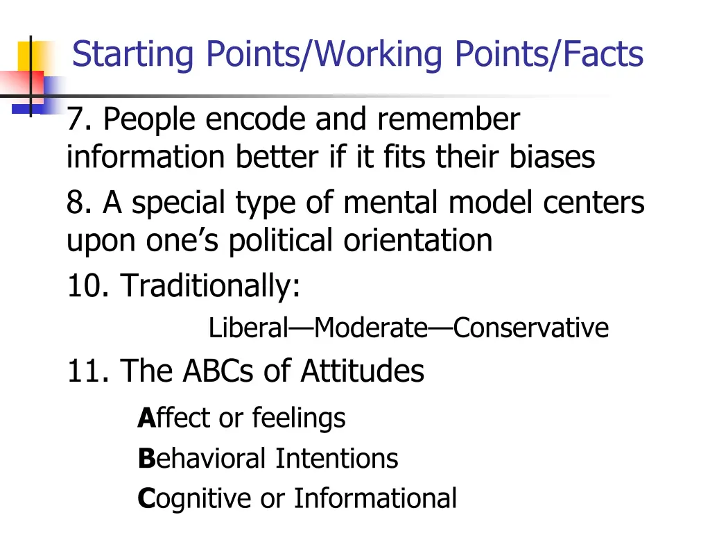 starting points working points facts 1