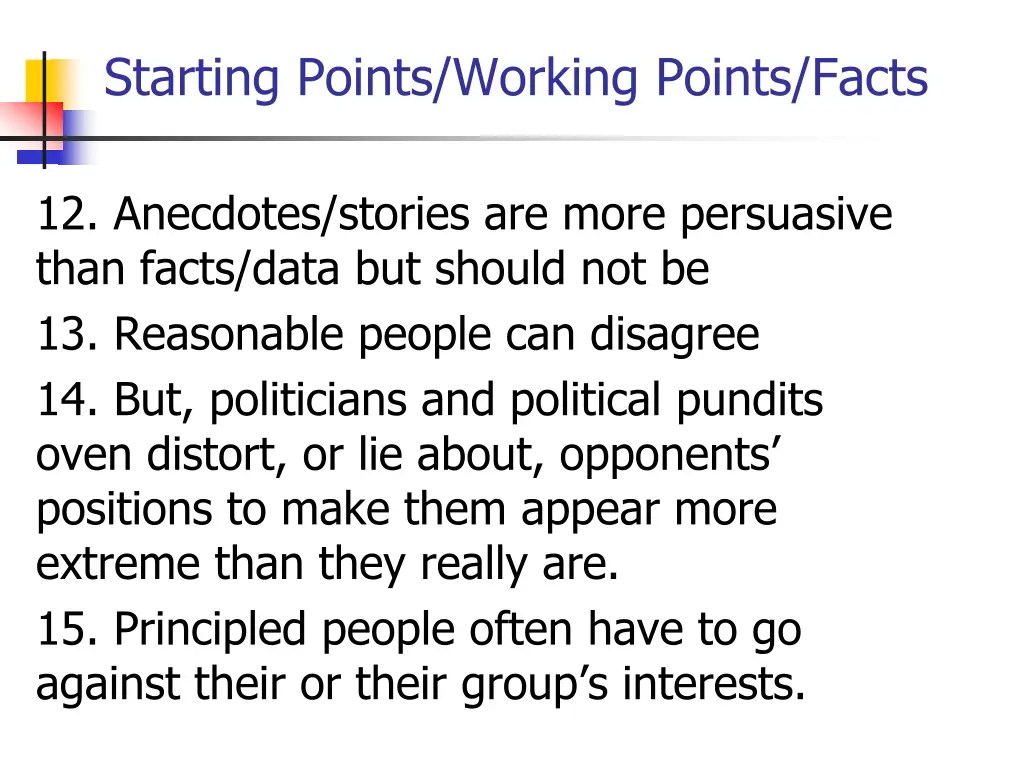 starting points working points facts 3