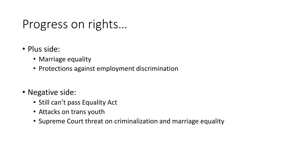 progress on rights