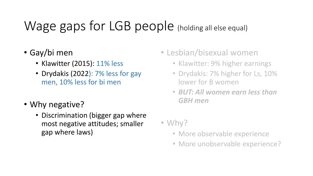 wage gaps for lgb people holding all else equal