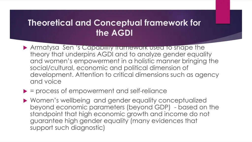 theoretical and conceptual framework for the agdi
