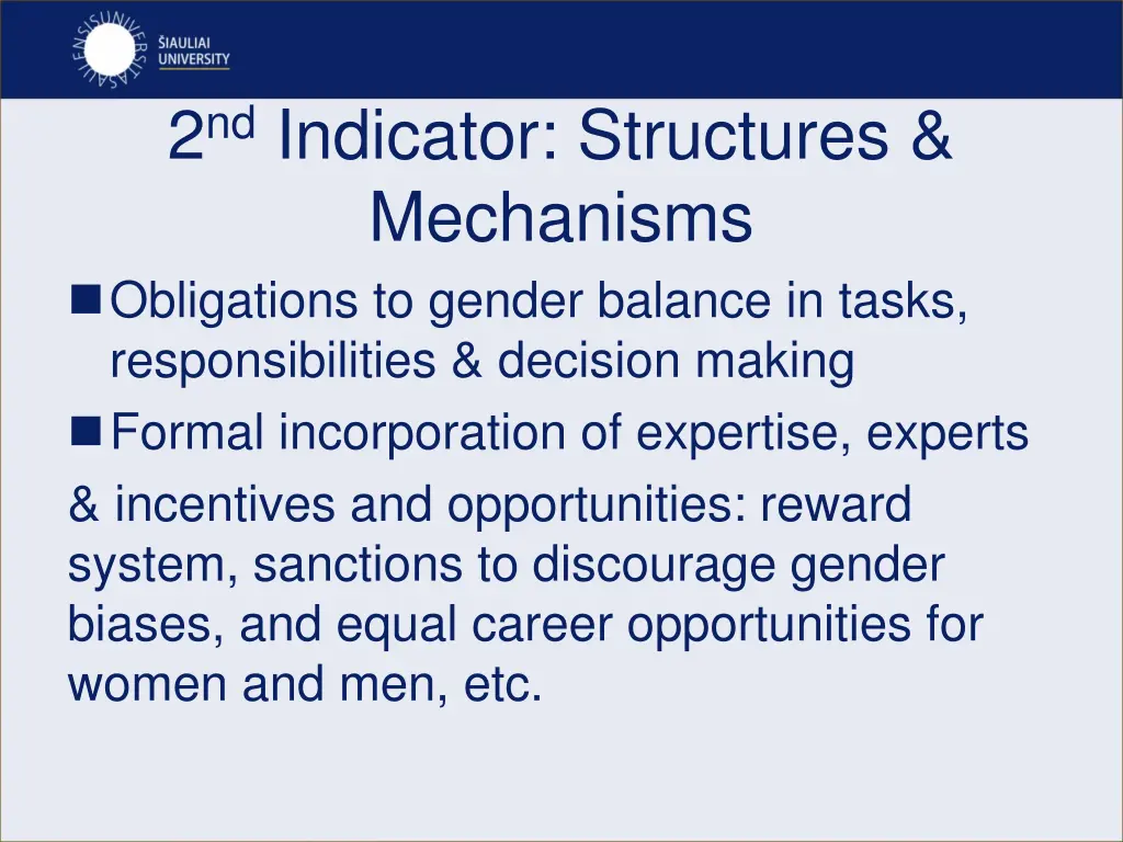 2 nd indicator structures mechanisms obligations