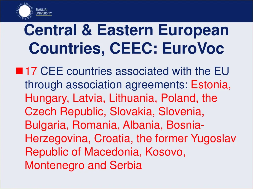 central eastern european countries ceec eurovoc