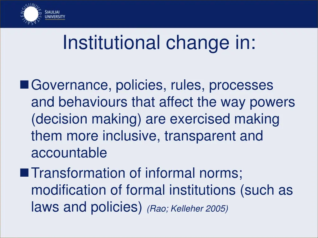 institutional change in