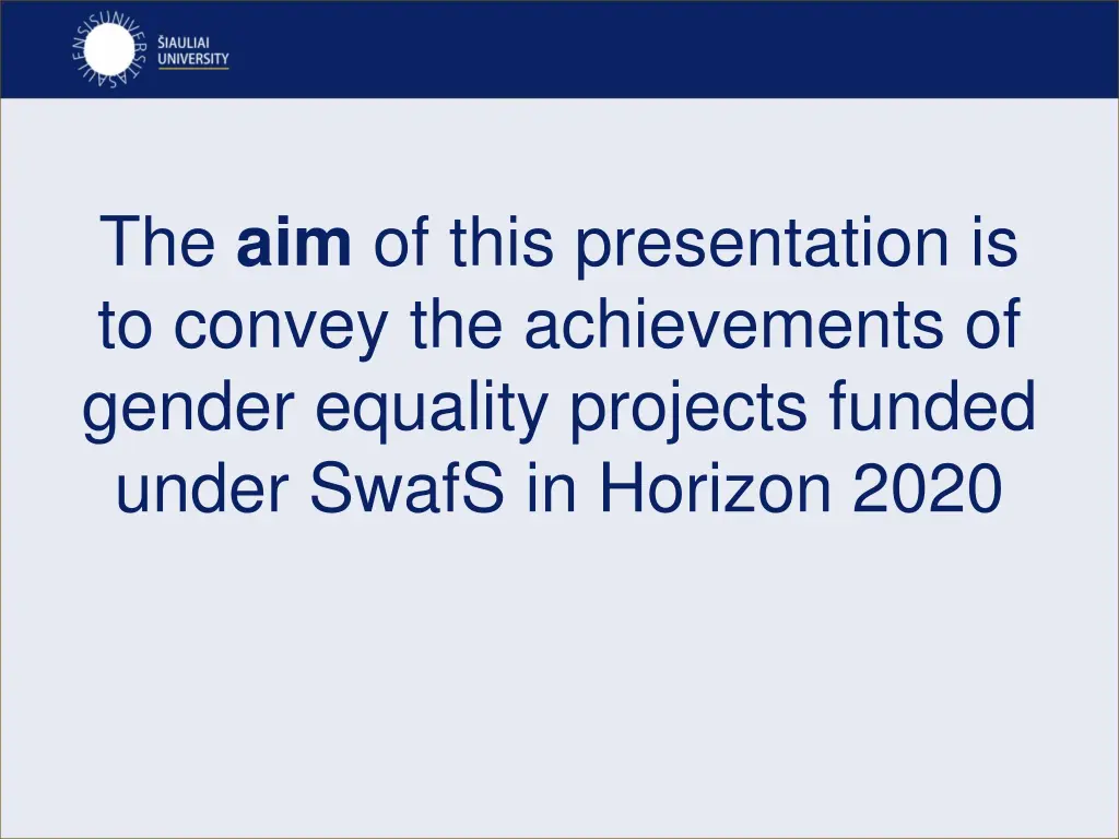 the aim of this presentation is to convey