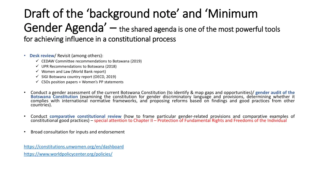 draft of the background note and minimum draft