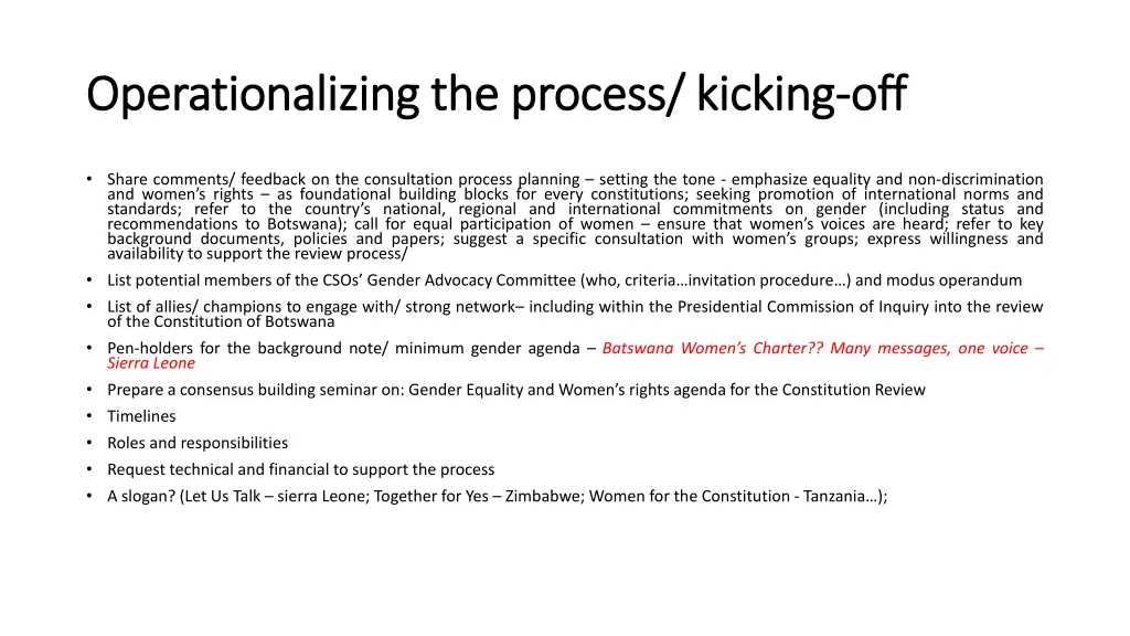 operationalizing the process kicking