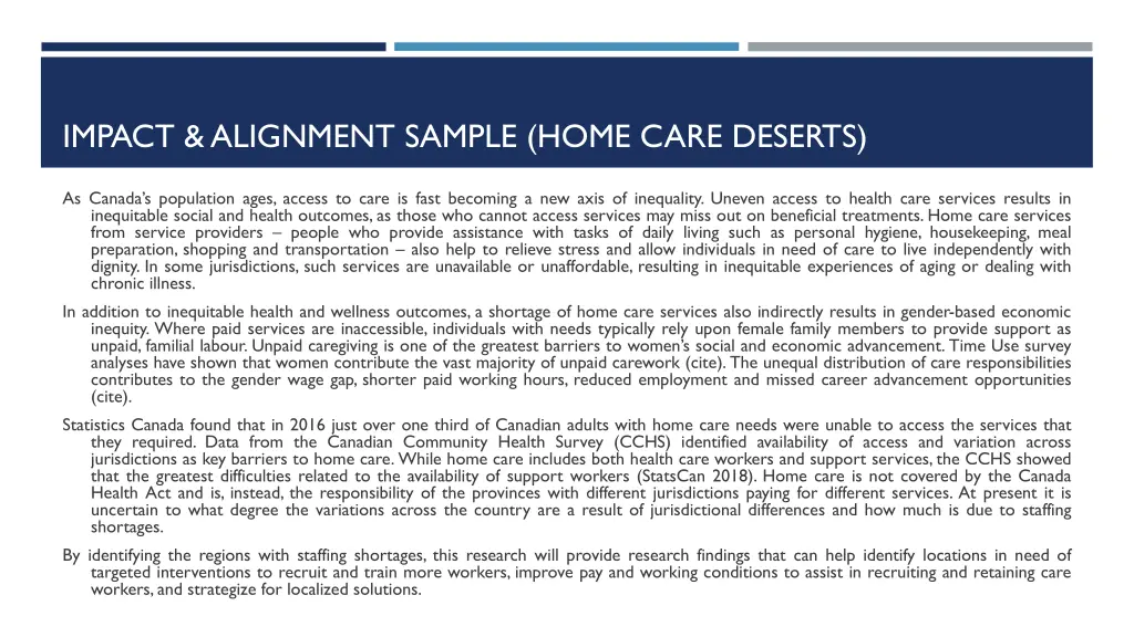 impact alignment sample home care deserts