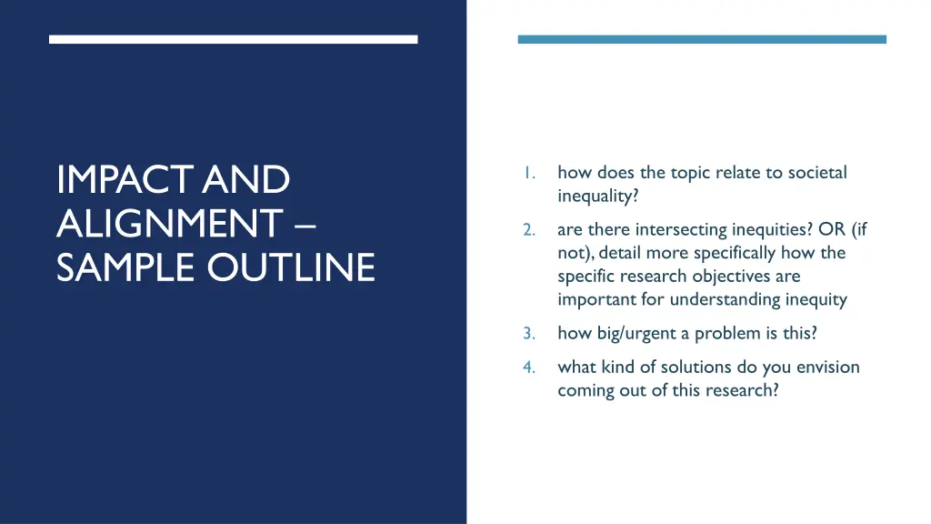 impact and alignment sample outline