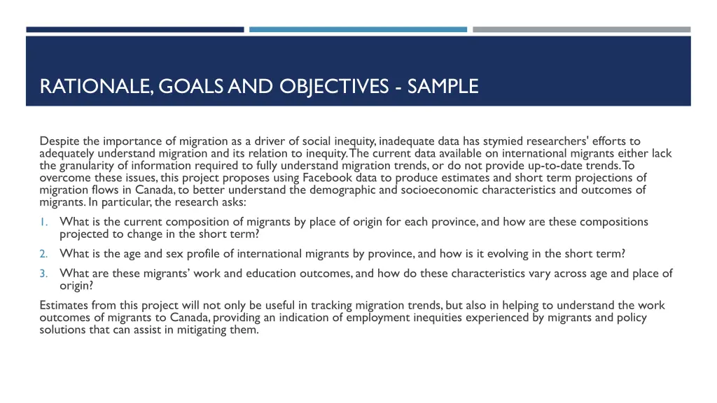 rationale goals and objectives sample