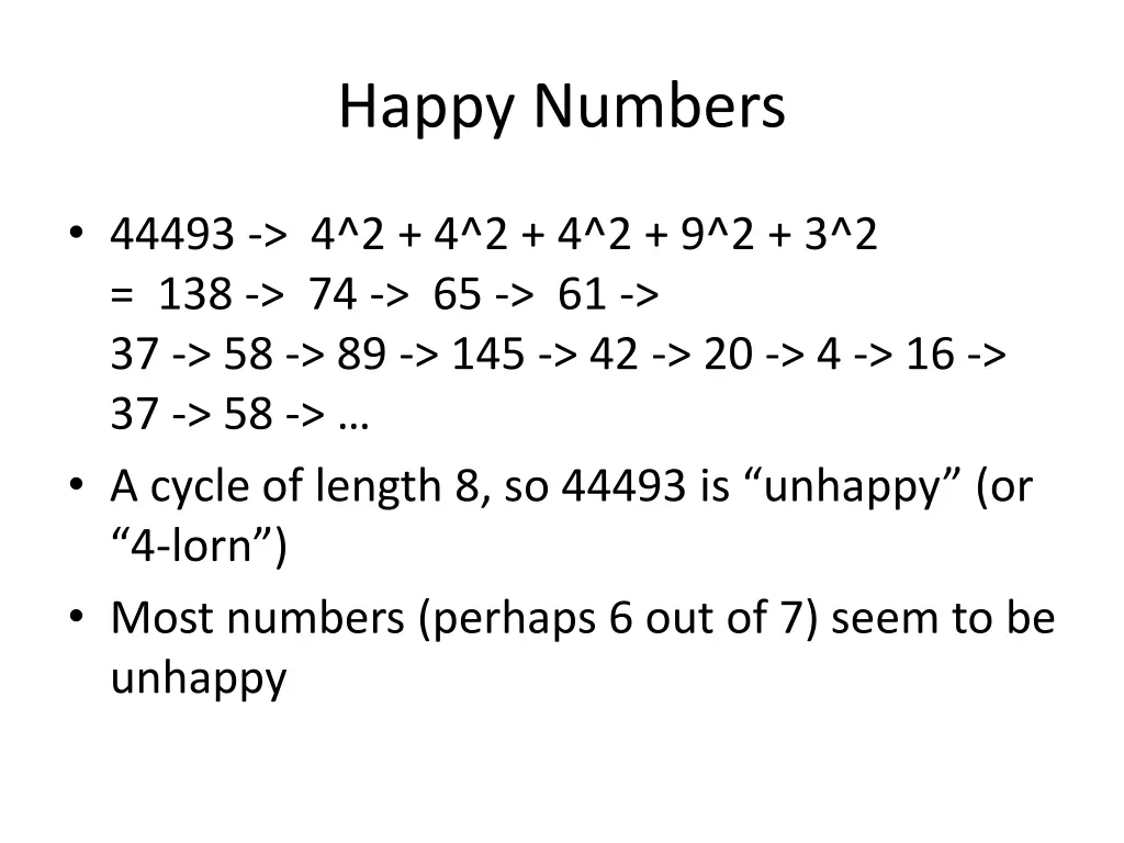 happy numbers