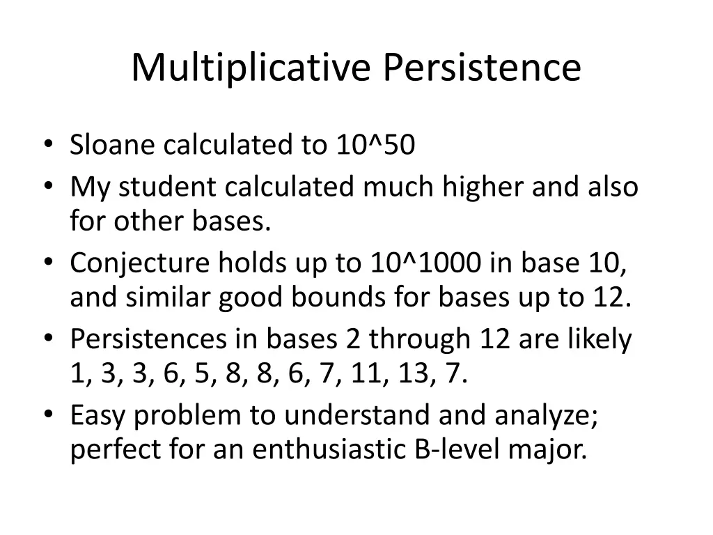 multiplicative persistence 1