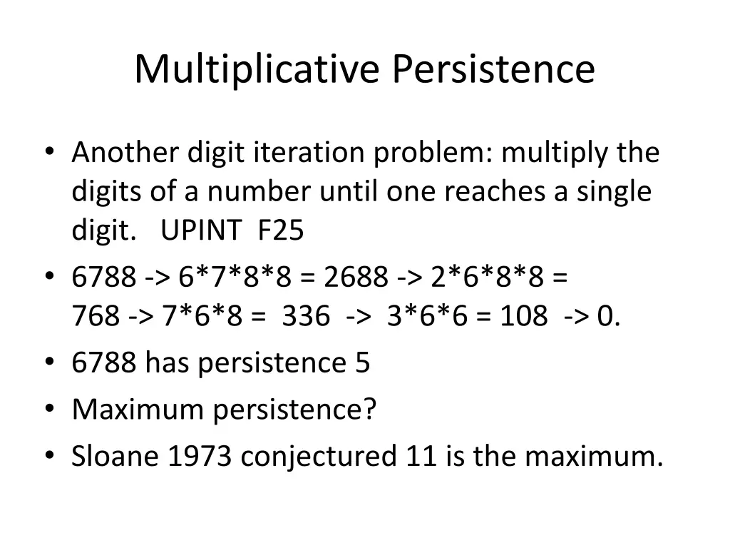 multiplicative persistence